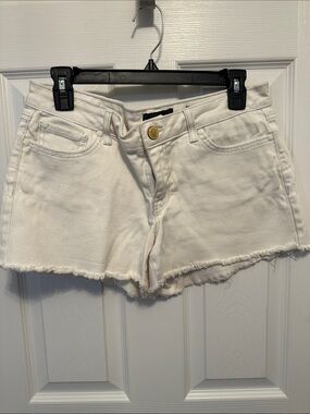 Jessica Simpson Cream Frayed Hem Denim Shorts